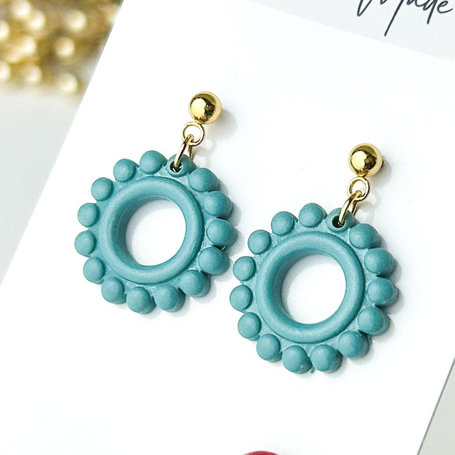Blue and gold boho earrings