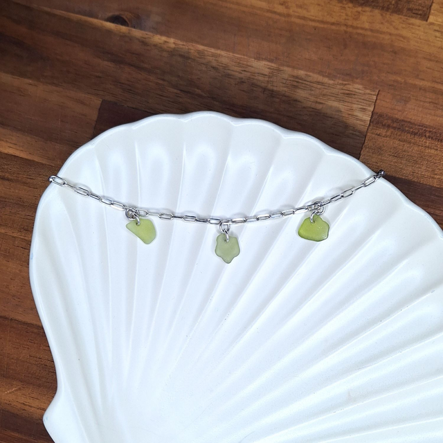 Bocca Jaune vert - bracelet de plage en argent et verre