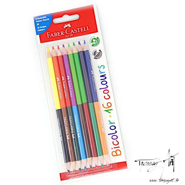 FABER CASTELL - 8 CRAYONS COULEUR BICOLOR - FB012