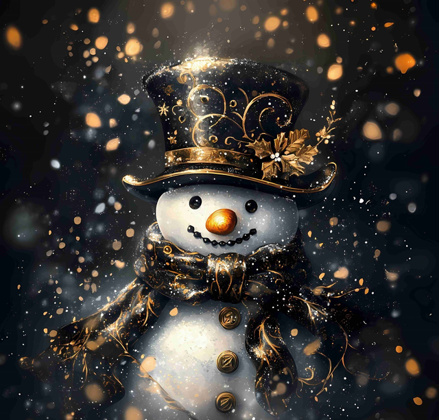 Panneau Bonhomme de neige en velours - 40x40cm   