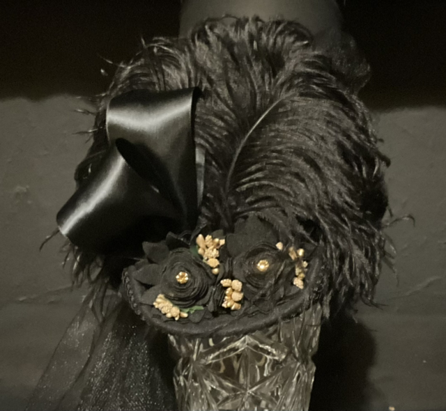 Victorian Style Hat ( Black with Gold)
