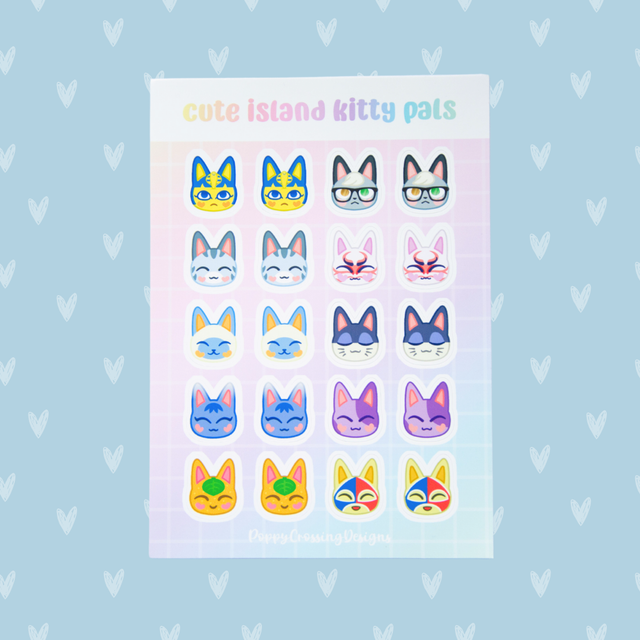 Cute Island Kitty Pals sticker sheet