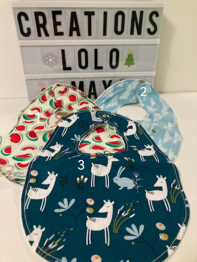 Bavoir velcro tout coton 31x22 cm