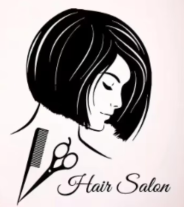 Grote muursticker Kapper / Hair Salon zwart (57x70cm)