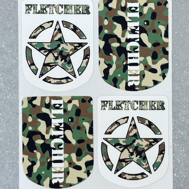 Personalised camouflage Stickers (Set of 4)