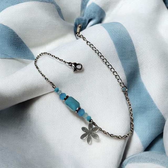 Bracelet acier inoxydable bleu et argenté