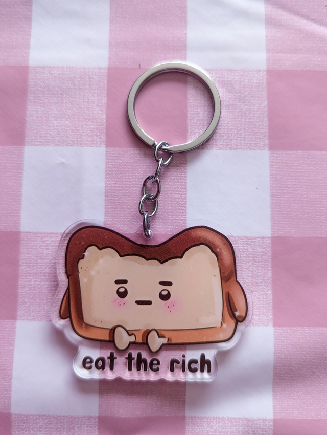 Eat The Rich Bread Keyring- eat the rich keychain, cute keychain, kawaii keychain, cute gifts, unique gifts, unusual gifts, keychain charms