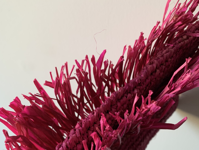 Pochette en raphia rose| Raffia Straw Clutch - Pink