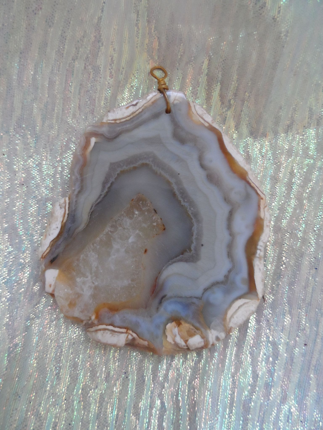 Pendentif tranche Agate naturelle