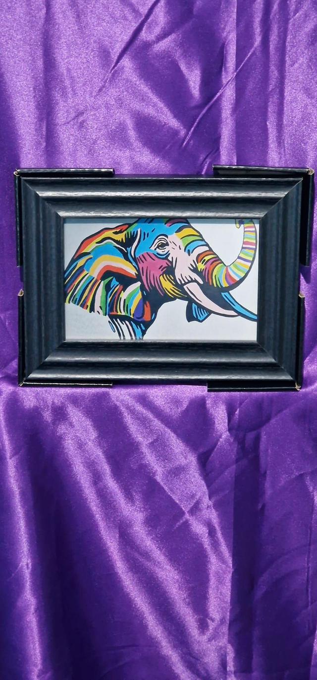 Vibrant Elephant Hand-Painted Canvas Artwork | 6x4 Inch Framed Print