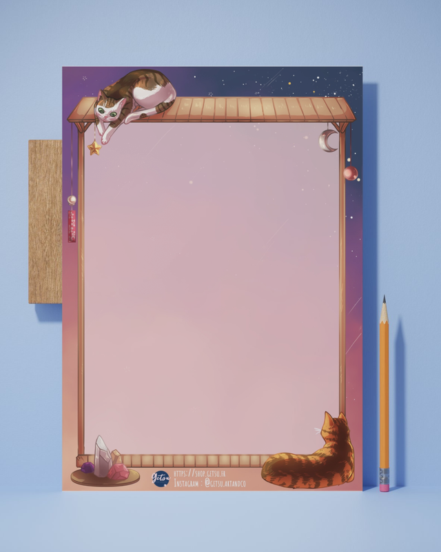 Feuilles d&#039;écriture portes et petits chats - paquet de 30