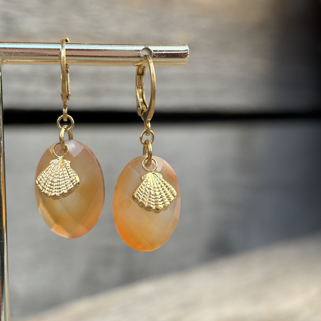 Dormeuses Shell Cornaline