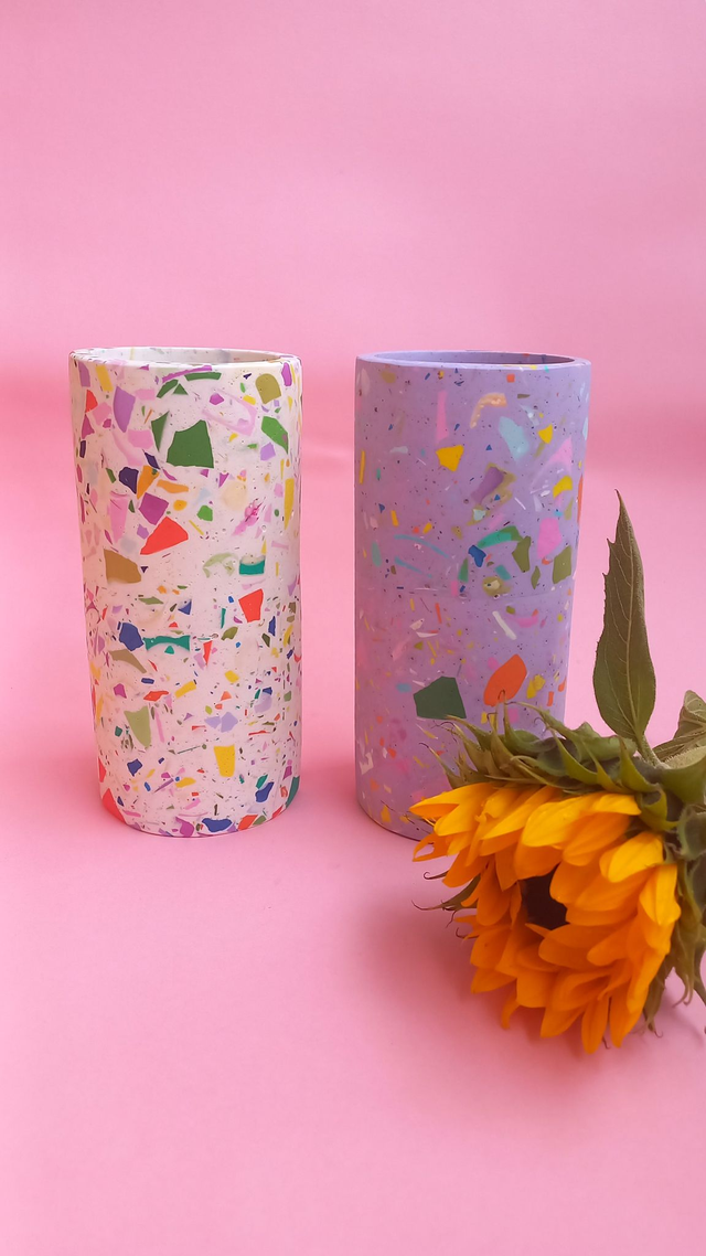 Wazon, okrągły pojemnik na akcesoria, na biurko, do łazienki, fioletowy, lastryko