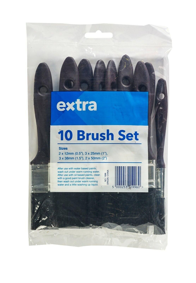 EXTRA 10 Pk Paint Brushes Natural bristle EMULATION GLOSS varnish BRUSH
