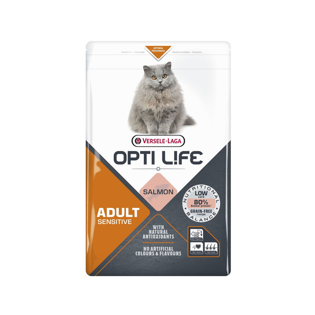 Croquettes Opti Life Chat Adulte Sensitive Saumon (sans cereales)