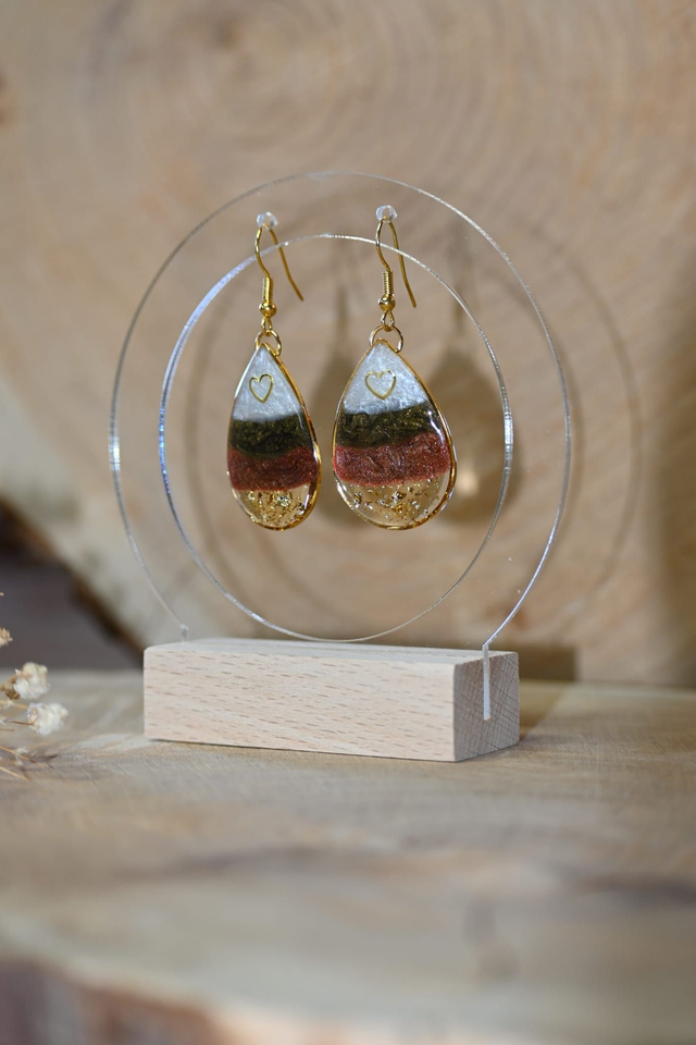 💧ELIXIR 💧Boucles d’oreilles en résine UV goutte - Marron✨