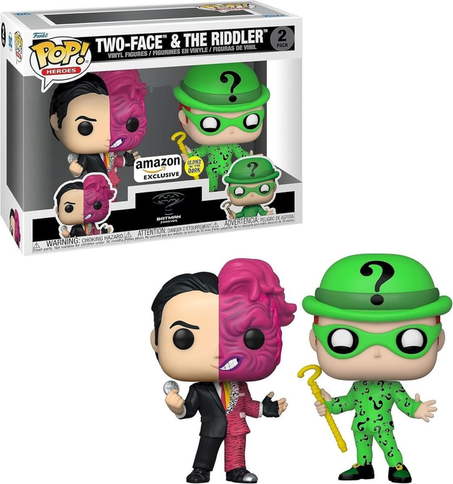 DC Comics: Two-Face &amp; The Riddler 2-Pack (Amazon GITD Exclusive) Pop!