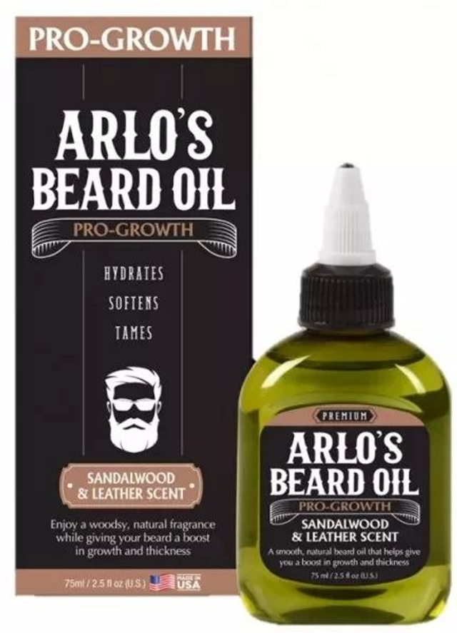 ARLO'S: BEARD OIL - PRO-GROWTH SANDALWOOD LEATHER 75ML