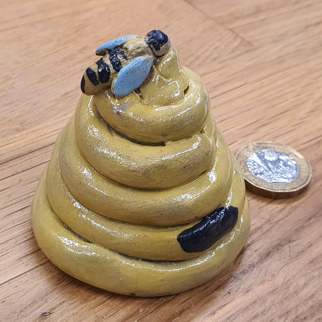 Bee hive cane topper (ceramic)