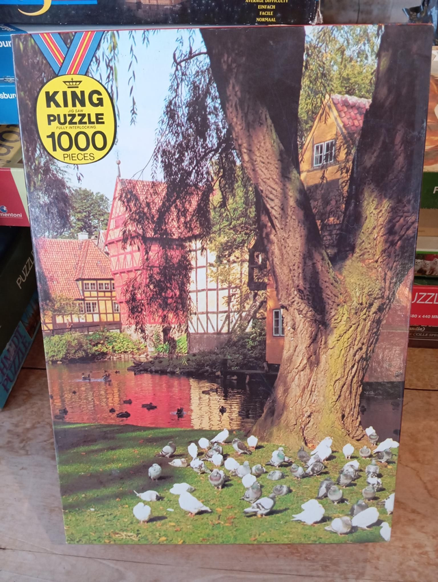 Puzzle king 1000 pièces étang et pigeon 
