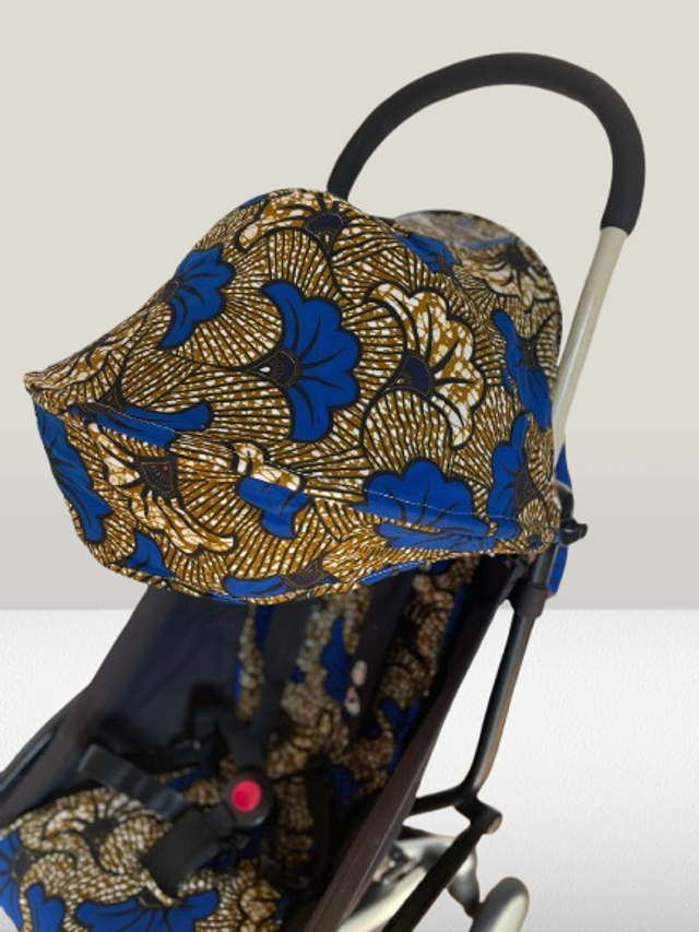 Habillage de poussette yoyo upcyclé - Fleur de mariage Bleu et café