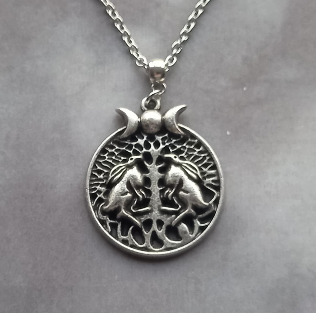 Moon Gazing Hares Necklace 