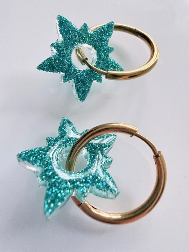 PAMPILLES LULU turquoise pailleté