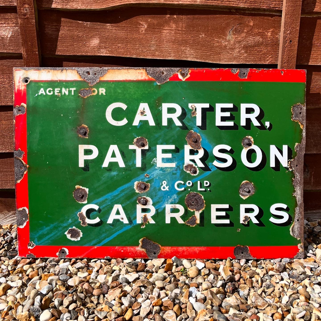 1930’s Enamel Advertising Sign For Carter, Paterson & Co. Ltd. Carriers 