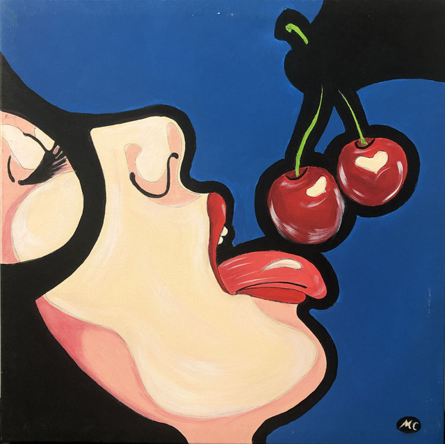 twoo cherrys, Acrilico su tela gallery, 40 x 40 cm (Mara Calzolari)