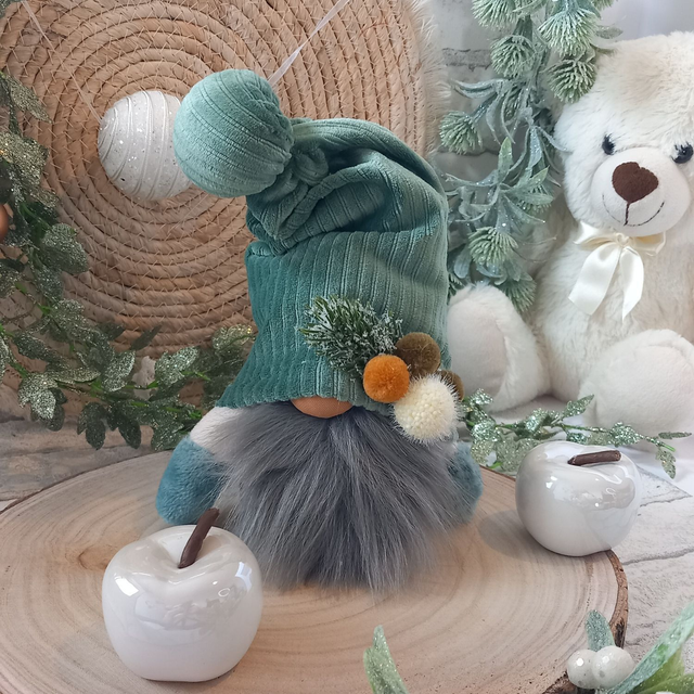  Tomte lutin vert de Noël (22 à 16 cm)