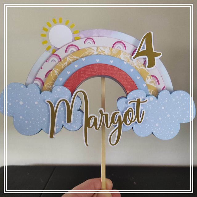 Cake Topper Arc en ciel "Anniversaire"
