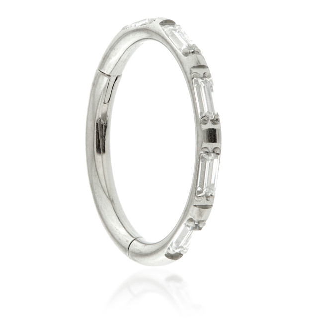 Titanium Baguette Hinged Hoop