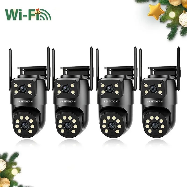 Dual Lens Wireless Security Outdoor Camera 4pcs 2K 