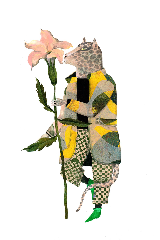 Panthère pantalon à carreaux - Tirage d'art 