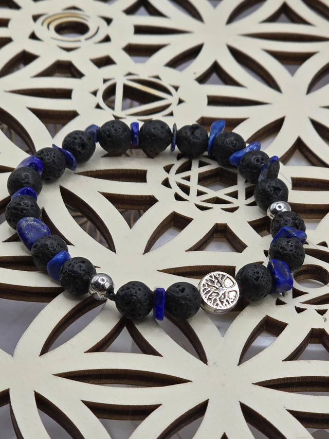 Bracelet Pierre de lave & Lapis lazuli 0,8 cm