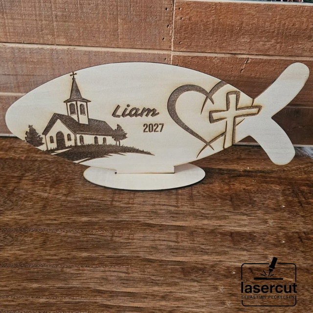 Aufsteller mit Namen und Jahreszahl