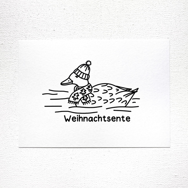 Postkarte Weihnachtsente
