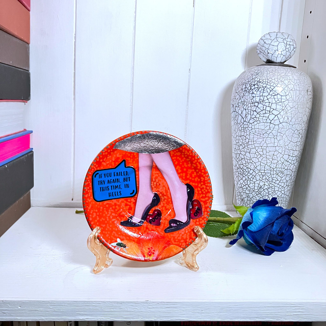 "If You Failed, Try Again, But This Time, In Heels" Orange Upcycled Trinket Dish