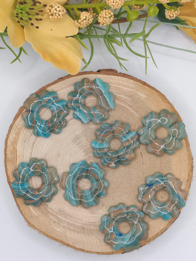 Fleurs Leady Bleu/Cuivre effet Pierre 