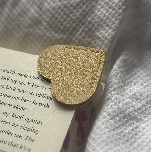 Personalised Leather Heart Bookmark | Light Yellow | Engraved