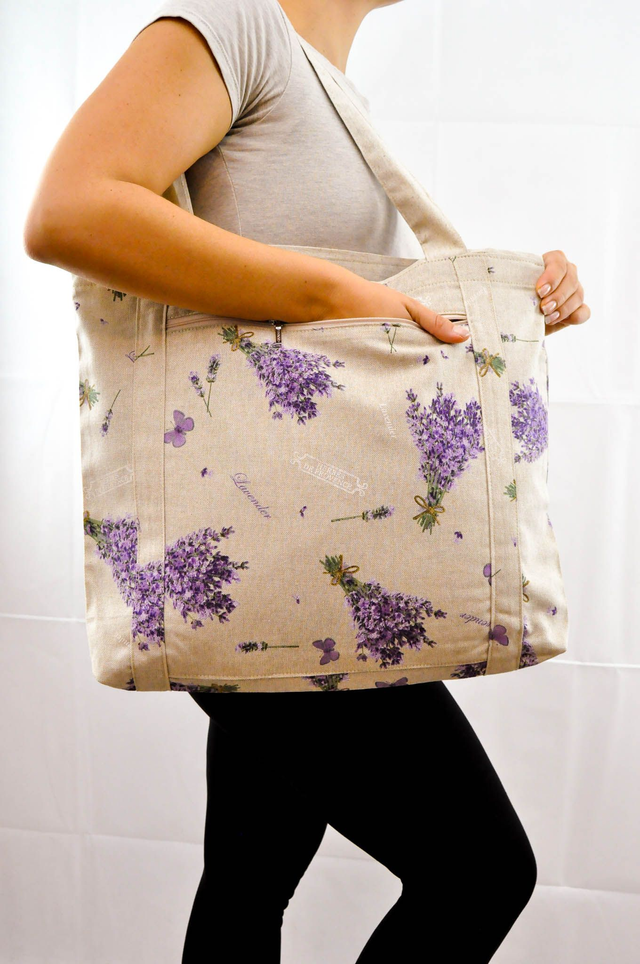 Lavender Bouquets Print Shopping Tote