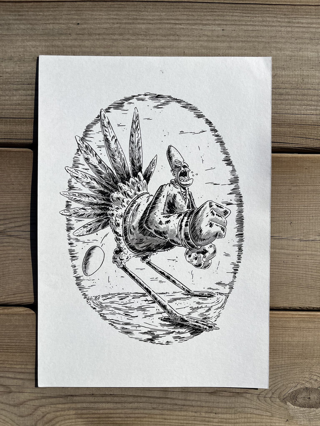 Dibujo Original Los Simpson "Casa del terror: Homer Gallina"