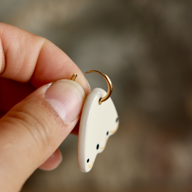 Boucles d'oreilles en faïence et acier inoxydable