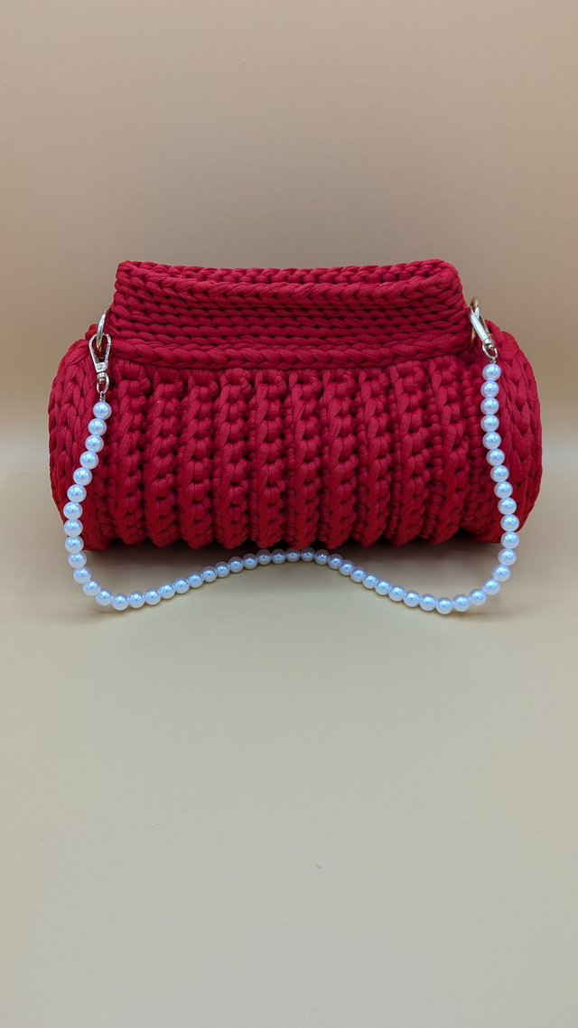 Sac rouge doré perle