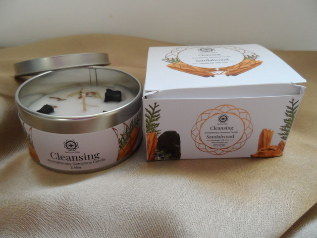 Bougie "Nettoyage" Tourmaline noire &amp; Santal - Green Tree