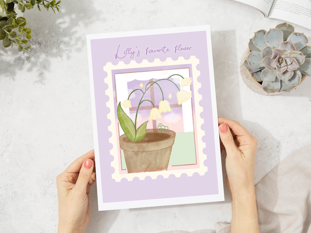 A5 Lilly of the Valley Stamp Art print