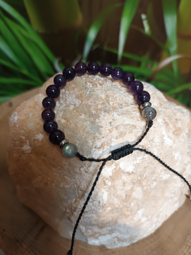 Bracelet en améthyste et labradorite