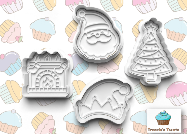 Christmas Theme Fondant/cookie stamps with cutters 712