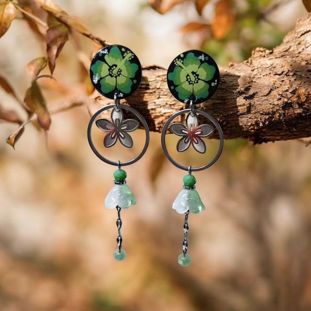 Boucles d'oreilles Flora vert