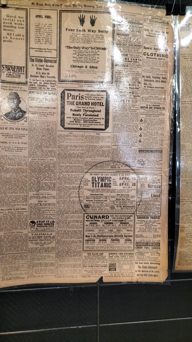 publicité du titanic ( 1er avril 1912)